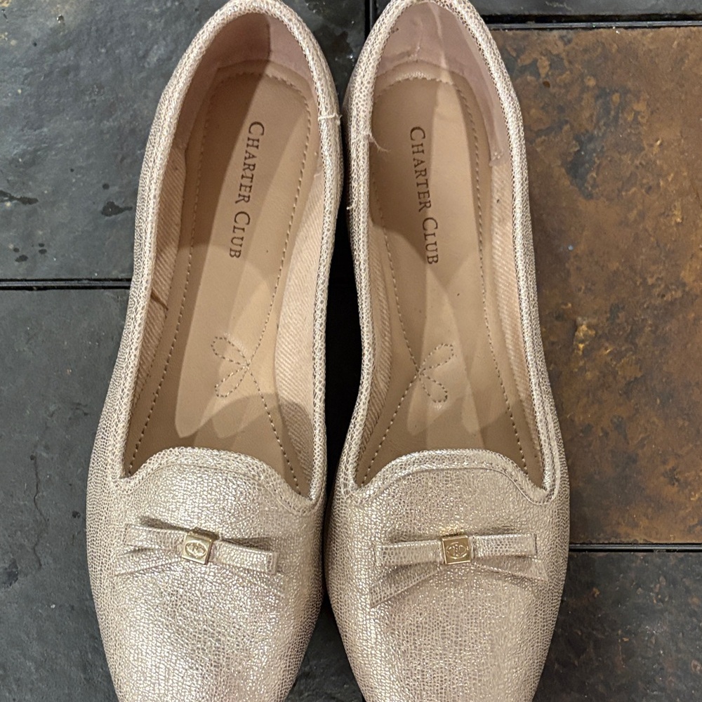 Charter Club Women's Metallic Gold Loafers